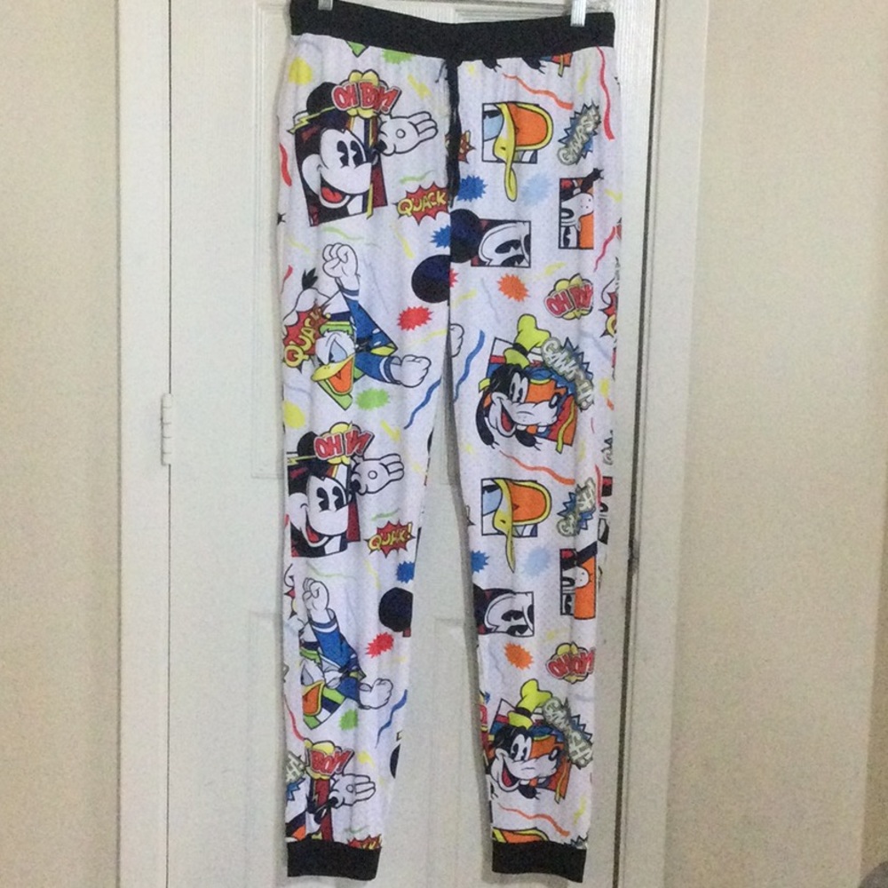 Disney White Comic-Print Women's Pajama Pants with Multicolor Graphics